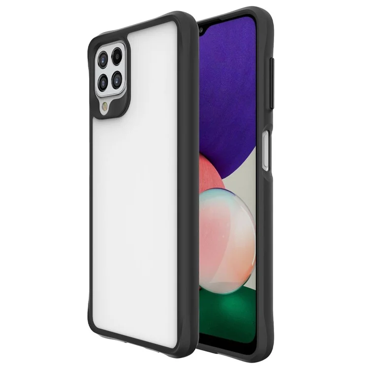 Combat X Mode for Samsung Galaxy A42 5G Transparent Anti-fingerprints Case Soft TPU Hard PC Shockproof Protective Phone Cover - Black