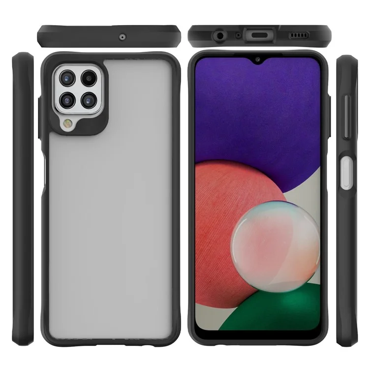 Combat X Mode for Samsung Galaxy A42 5G Transparent Anti-fingerprints Case Soft TPU Hard PC Shockproof Protective Phone Cover - Black