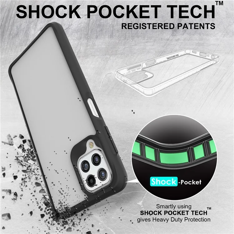 Combat X Mode for Samsung Galaxy A42 5G Transparent Anti-fingerprints Case Soft TPU Hard PC Shockproof Protective Phone Cover - Black