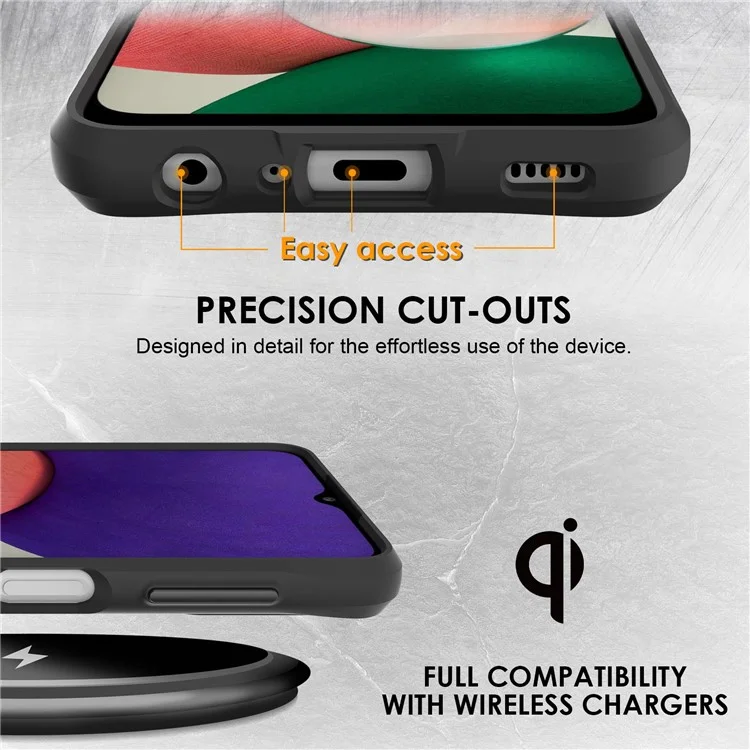 Combat X Mode for Samsung Galaxy A42 5G Transparent Anti-fingerprints Case Soft TPU Hard PC Shockproof Protective Phone Cover - Black