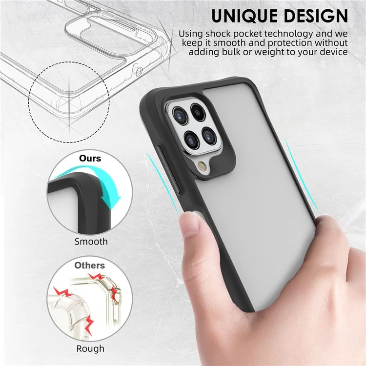 Combat X Mode for Samsung Galaxy A42 5G Transparent Anti-fingerprints Case Soft TPU Hard PC Shockproof Protective Phone Cover - Black