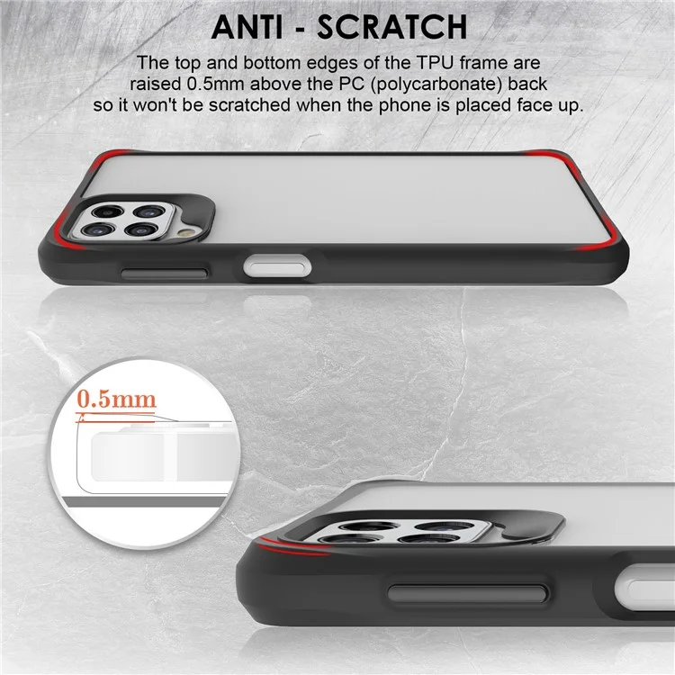 Combat X Mode for Samsung Galaxy A42 5G Transparent Anti-fingerprints Case Soft TPU Hard PC Shockproof Protective Phone Cover - Black