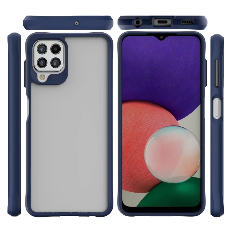 Combat X Mode pour Samsung Galaxy A42 5G Coque Transparente Anti-traces Soft TPU Dur PC Étui de Protection Antichoc - Bleu