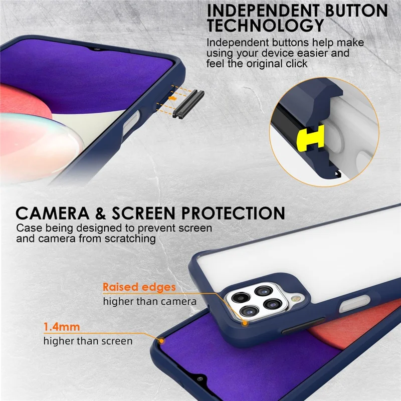 Combat X Mode pour Samsung Galaxy A42 5G Coque Transparente Anti-traces Soft TPU Dur PC Étui de Protection Antichoc - Bleu