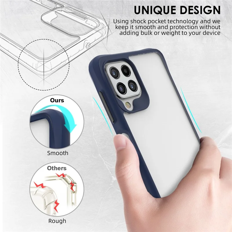 Combat X Mode pour Samsung Galaxy A42 5G Coque Transparente Anti-traces Soft TPU Dur PC Étui de Protection Antichoc - Bleu