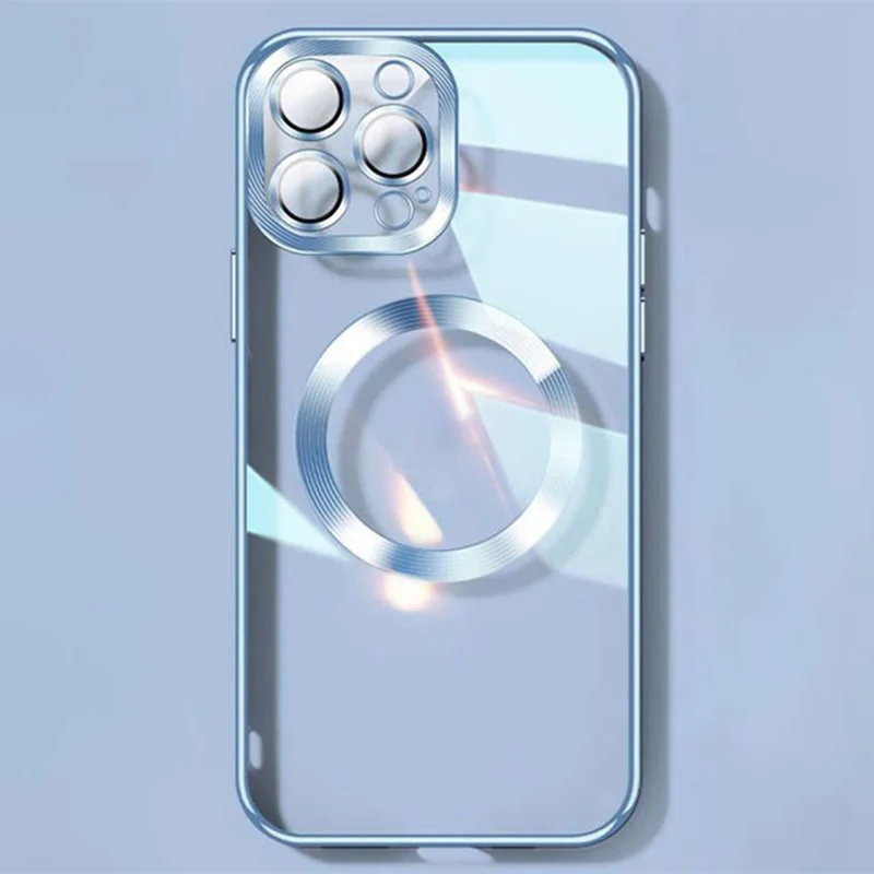 YOOBAO Mobile Phone Case for iPhone 14 Pro, Compatible with MagSafe Camera Protection Frame Shockproof Clear Silicone Phone Cover - Baby Blue