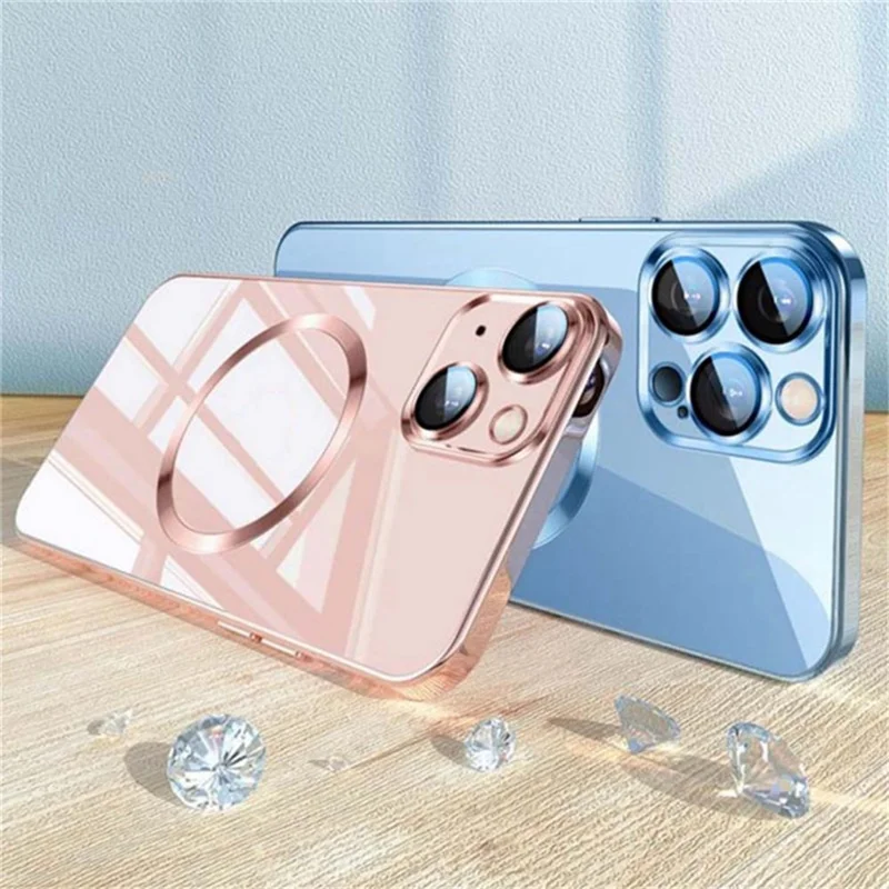 YOOBAO Mobile Phone Case for iPhone 14 Pro, Compatible with MagSafe Camera Protection Frame Shockproof Clear Silicone Phone Cover - Baby Blue