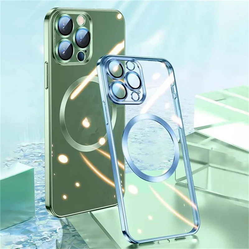 YOOBAO Mobile Phone Case for iPhone 14 Pro Max, Compatible with MagSafe Drop-proof Camera Protection Frame Clear Silicone Phone Cover - Green