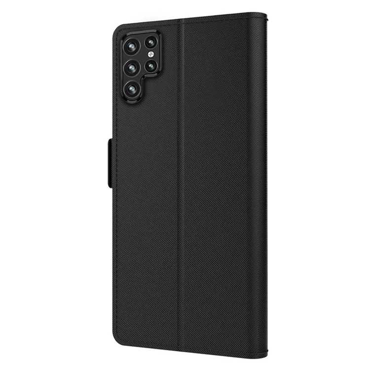 For Samsung Galaxy S22 Ultra 5G PU Leather Smartphone Case Card Holder Stand Dual Magnetic Clasp Anti-drop Protective Cell Phone Cover with Makeup Mirror - Black