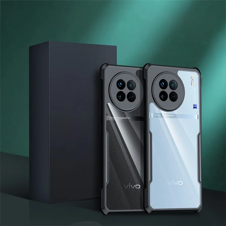 XUNDD Pour vivo X90 5G Coque de téléphone portable Couverture arrière Résistant aux rayures Acrylique+TPU Coque de protection - Noir