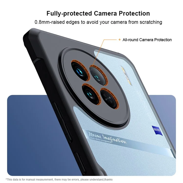 XUNDD Pour vivo X90 5G Coque de téléphone portable Couverture arrière Résistant aux rayures Acrylique+TPU Coque de protection - Noir