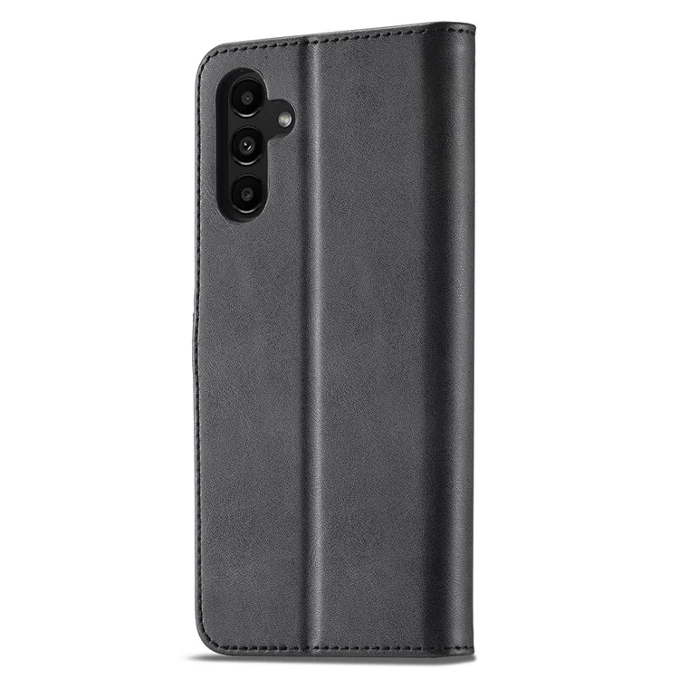 Lc. Imeeke Für Samsung Galaxy A34 5G Kalb Textur Hülle Wallet Stand Design Magnetic Clasp Leder Telefonabdeckung - Schwarz