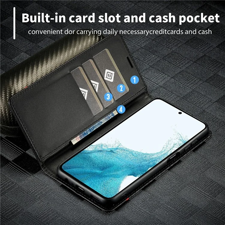 LC.IMEEKE для Samsung Galaxy A34 5G Противоударный чехол-кошелек с текстурой под углеродное волокно, кожаный чехол-подставка для телефона - горизонтальная полоска