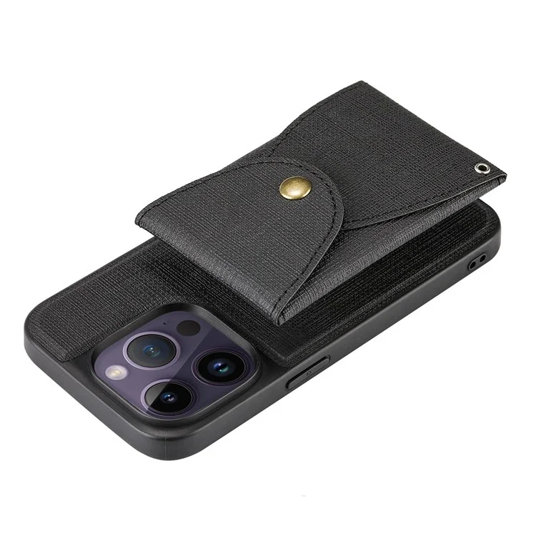VILI T Series for iPhone 14 Pro Detachable 2-in-1 Drop-proof Phone Cover Magnetic Vertical Open Card Slot Phone Case with Strap - Black