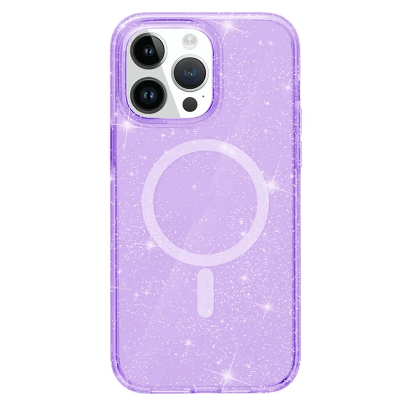 Voor iPhone 13 Pro Max hoesje compatibel met MagSafe Sparkle Glitter PC + TPU telefoonhoes - Paars