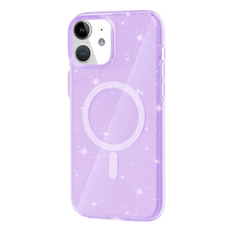 For iPhone 12 Pro / 12 Case Compatible with MagSafe Glitter Powder PC + TPU Phone Cover - Purple