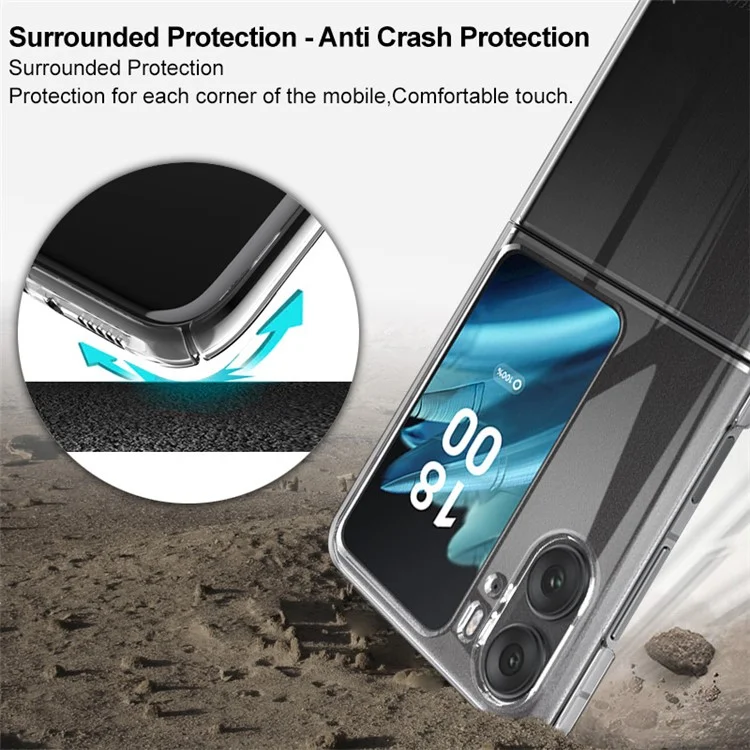 IMAK Air II Pro Anti-Scratch PC Funda para Teléfono Móvil para Oppo Find N2 Flip 5G, Diseño de Dos Piezas Transparente Funda de Teléfono Celular