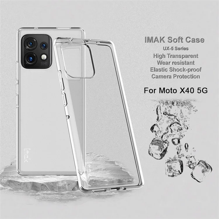 IMAK UX-5 Series per Motorola Moto X40 5G / Edge 40 Pro 5G Anti-drop Soft TPU Phone Case Crystal Clear Scratch-resistant Cell Phone Cover - Trasparente