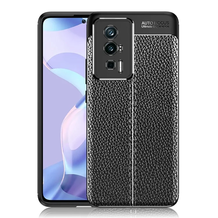 Para Xiaomi Poco F5 Pro 5G / Redmi K60 Pro 5G / K60 5G Funda de Teléfono con Textura de Lichí, Protección contra Caídas, Cubierta TPU Anti-Arañazos - Negro