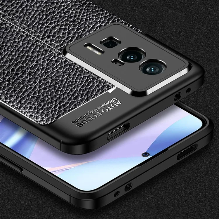 Para Xiaomi Poco F5 Pro 5G / Redmi K60 Pro 5G / K60 5G Funda de Teléfono con Textura de Lichí, Protección contra Caídas, Cubierta TPU Anti-Arañazos - Negro