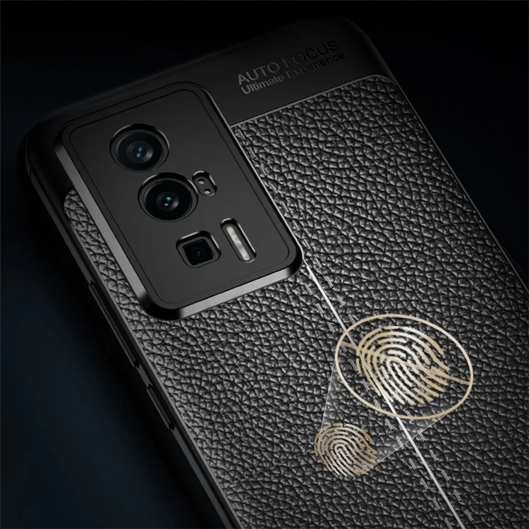 Para Xiaomi Poco F5 Pro 5G / Redmi K60 Pro 5G / K60 5G Funda de Teléfono con Textura de Lichí, Protección contra Caídas, Cubierta TPU Anti-Arañazos - Negro