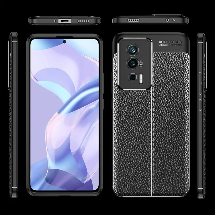 Para Xiaomi Poco F5 Pro 5G / Redmi K60 Pro 5G / K60 5G Funda de Teléfono con Textura de Lichí, Protección contra Caídas, Cubierta TPU Anti-Arañazos - Negro