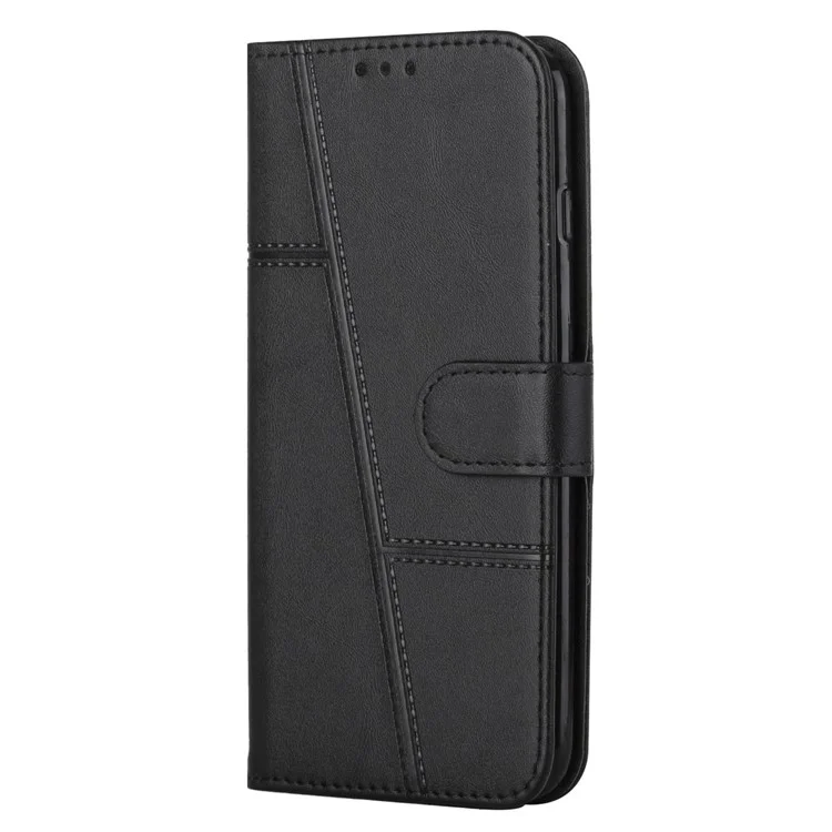 Per Infinix Hot 11s NFC 4G Stitching PU Leather Flip Phone Case Stand Full Body Protective Wallet Cover with Strap - Nero