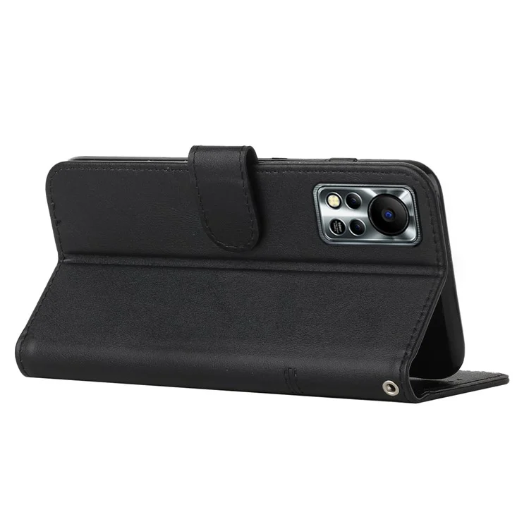 Per Infinix Hot 11s NFC 4G Stitching PU Leather Flip Phone Case Stand Full Body Protective Wallet Cover with Strap - Nero