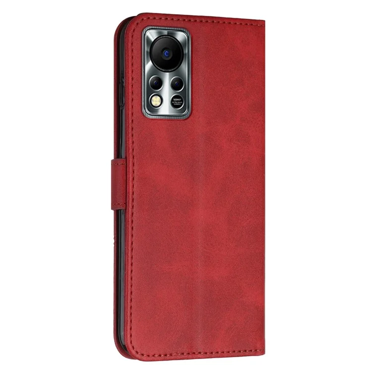 For Infinix Hot 11s NFC 4G Stitching PU Leather Flip Phone Case Stand Full Body Protective Wallet Cover with Strap - Red