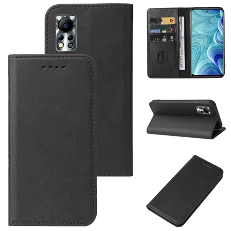 Per Infinix Hot 11s NFC 4G Custodia Protettiva Stile Business Magnete Forte Portafoglio Telefono Custodia in Pelle PU - Nero