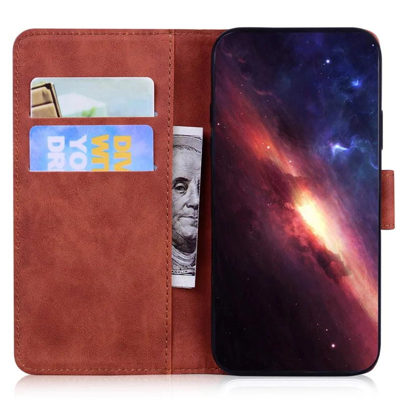 For ZTE Blade A72 / Blade V40 Vita Solid Color PU Leather Flip Folio Cover Stand Wallet Magnetic Clasp Shockproof Phone Case - Brown