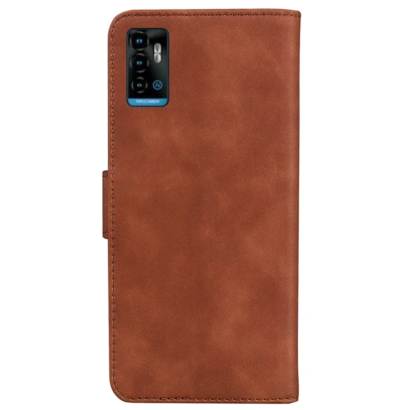 For ZTE Blade A72 / Blade V40 Vita Solid Color PU Leather Flip Folio Cover Stand Wallet Magnetic Clasp Shockproof Phone Case - Brown