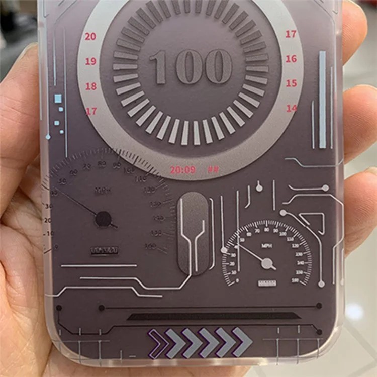 Capa de Telefone Magnética para iPhone 13 Pro Max 6.7 polegadas Compatível com MagSafe, Padrão de Placa de Circuito IMD TPU à Prova de Choque - Cinza