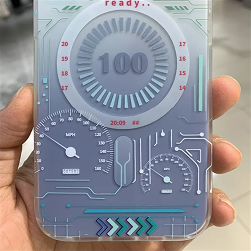 Circuit Board Style Magnetic Case for iPhone 14 Pro Max Compatible with MagSafe, Soft TPU Scratch Resistant IMD Cover - Sky Blue