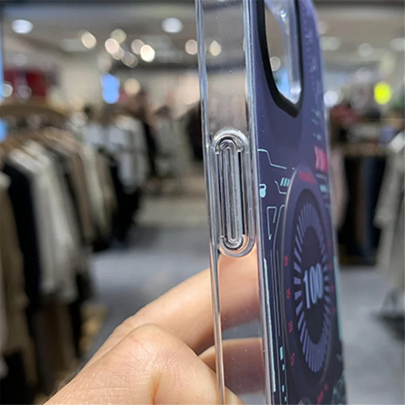 Circuit Board Style Magnetic Case for iPhone 14 Pro Max Compatible with MagSafe, Soft TPU Scratch Resistant IMD Cover - Sky Blue