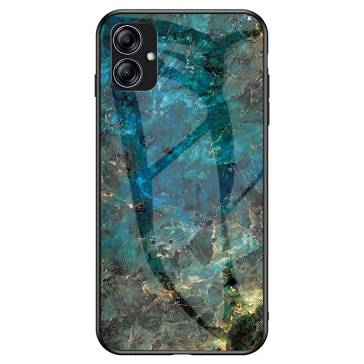 Für Samsung Galaxy A04e 4G / F04 4G / M04 4G Marble-Muster-Druck Gehärtetes Glas Schutzhülle PC + TPU Handyhülle - Smaragdmarmor