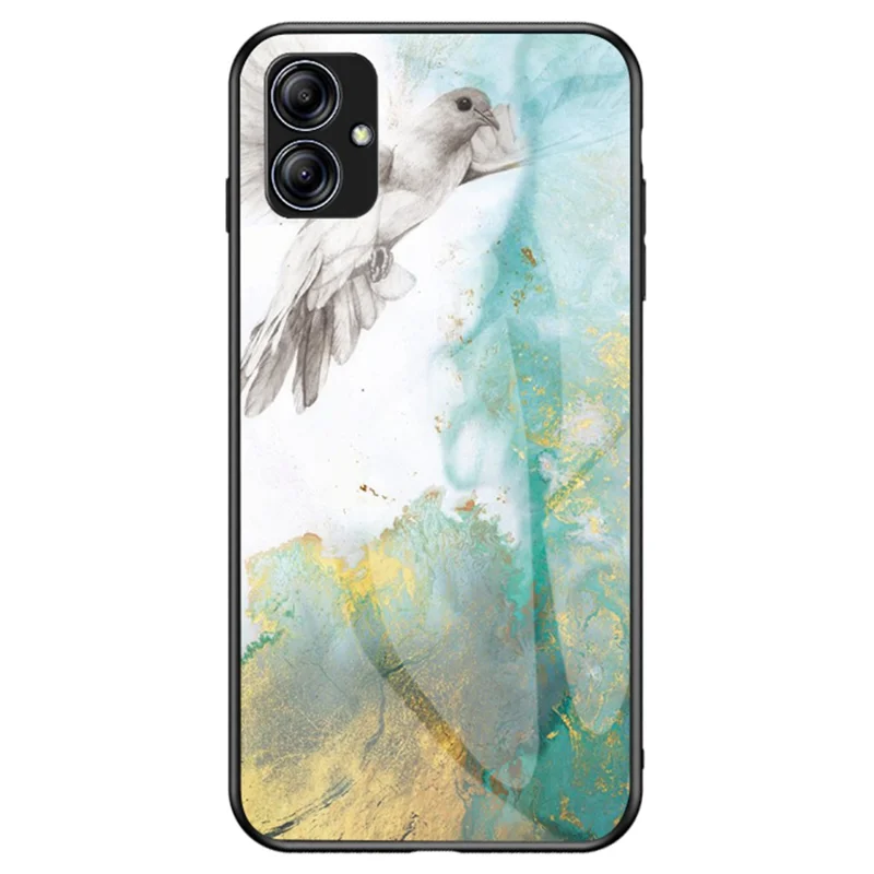 For Samsung Galaxy A04e 4G / F04 4G / M04 4G Marble Pattern Printing Tempered Glass Protective Phone Back Cover PC + TPU Phone Case - Flying Pigeon Marble