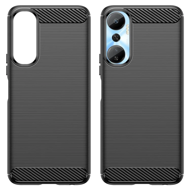 Per Infinix Hot 20 4G Drop Resistant Carbon Fiber Texture Phone Case Soft TPU Brushed Surface Protective Cover - Nero
