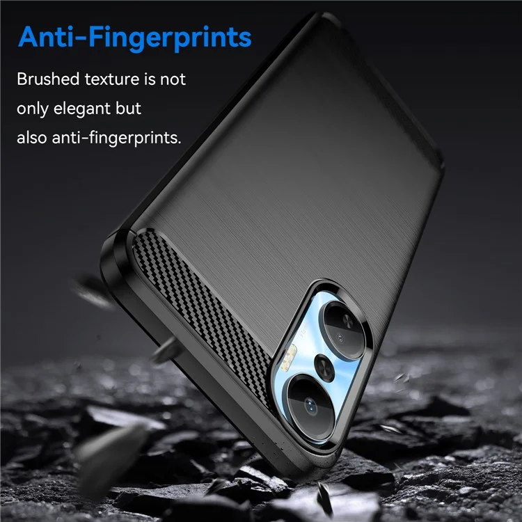 Per Infinix Hot 20 4G Drop Resistant Carbon Fiber Texture Phone Case Soft TPU Brushed Surface Protective Cover - Nero