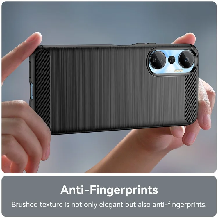 Per Infinix Hot 20 4G Drop Resistant Carbon Fiber Texture Phone Case Soft TPU Brushed Surface Protective Cover - Nero