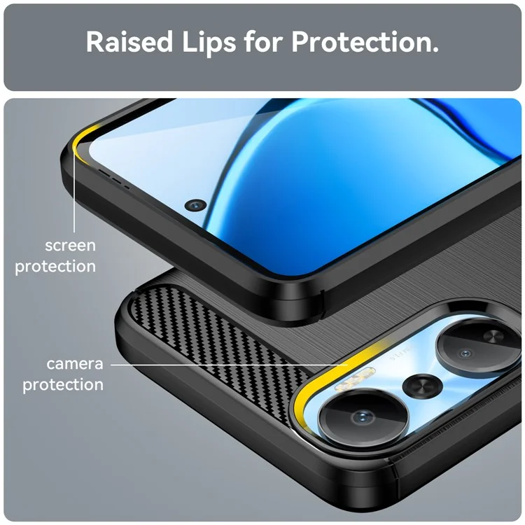Per Infinix Hot 20 4G Drop Resistant Carbon Fiber Texture Phone Case Soft TPU Brushed Surface Protective Cover - Nero