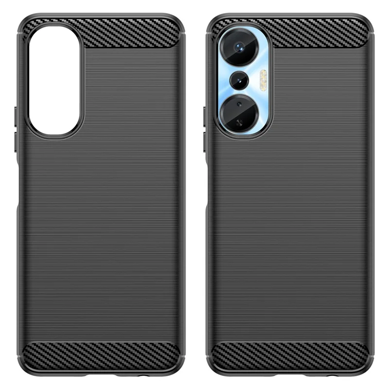 Для Infinix Hot 20S 4G Carbon Fiber Texture Anti-Collision Phone Case Soft TPU Brushed Surface Protective Cover - Black