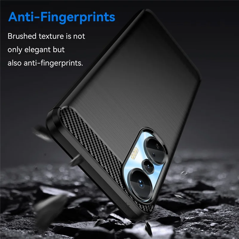 Для Infinix Hot 20S 4G Carbon Fiber Texture Anti-Collision Phone Case Soft TPU Brushed Surface Protective Cover - Black