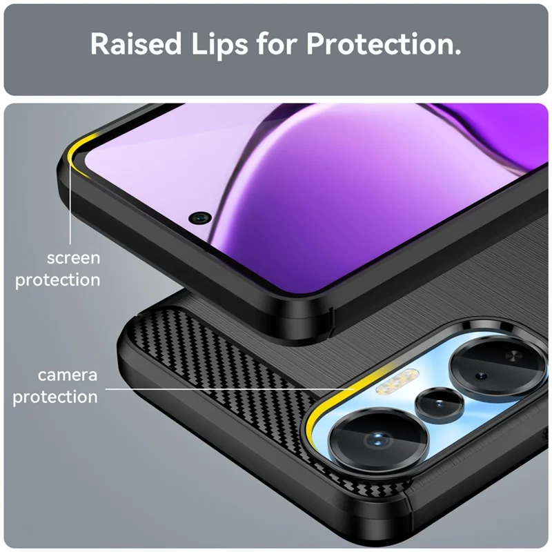 Для Infinix Hot 20S 4G Carbon Fiber Texture Anti-Collision Phone Case Soft TPU Brushed Surface Protective Cover - Black