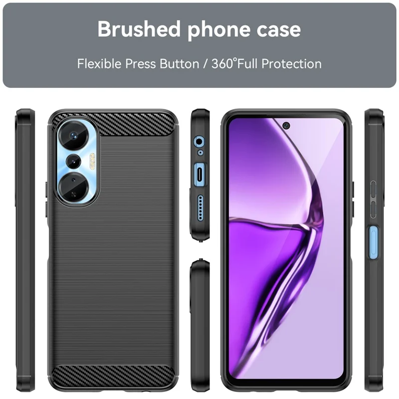 Для Infinix Hot 20S 4G Carbon Fiber Texture Anti-Collision Phone Case Soft TPU Brushed Surface Protective Cover - Black