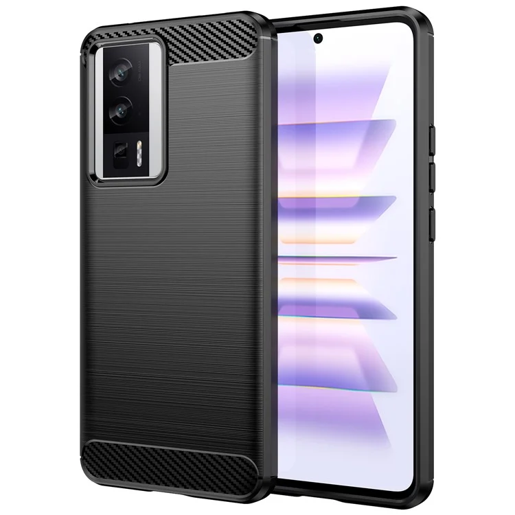 Чехол для телефона для Xiaomi Poco F5 Pro 5G / Redmi K60 Pro 5G / K60 5G с текстурой под углеродное волокно, мягкий TPU, с матовой поверхностью, защитный чехол - черный