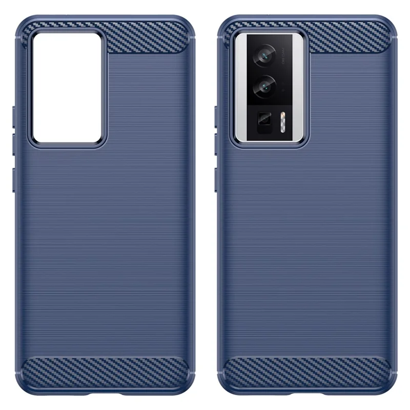 Phone Case for Xiaomi Poco F5 Pro 5G / Redmi K60 Pro 5G / K60 5G Carbon Fiber Texture Soft TPU Brushed Surface Protective Cover - Blue