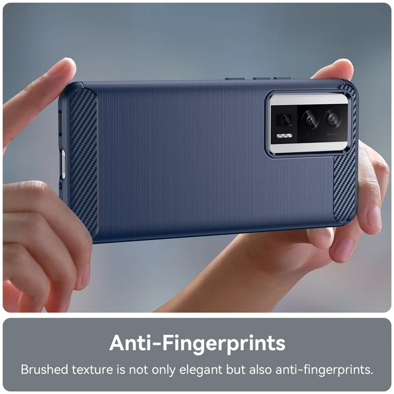 Phone Case for Xiaomi Poco F5 Pro 5G / Redmi K60 Pro 5G / K60 5G Carbon Fiber Texture Soft TPU Brushed Surface Protective Cover - Blue