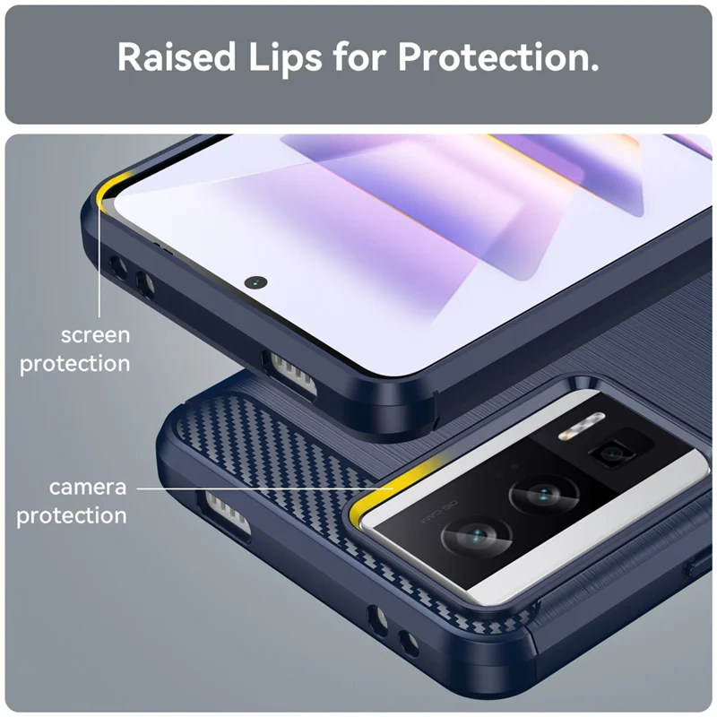 Phone Case for Xiaomi Poco F5 Pro 5G / Redmi K60 Pro 5G / K60 5G Carbon Fiber Texture Soft TPU Brushed Surface Protective Cover - Blue