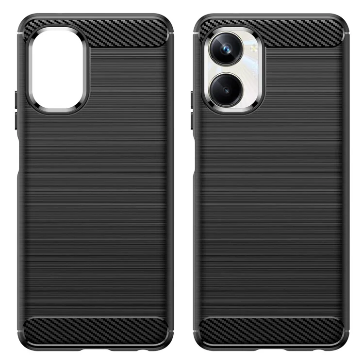 Pour Realme 10 Pro 5G Carbon Fiber Texture Brushed Surface Phone Case Soft TPU Protective Cover - Noir